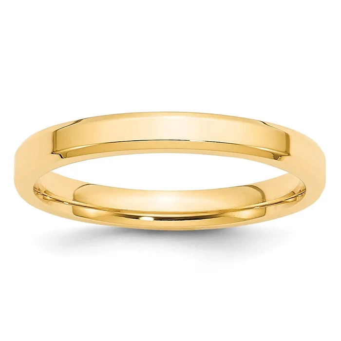Solid 10K Yellow Gold 3mm Bevel Edge Comfort Fit MensWomens Wedding Band Ring Size 55 Goldia Rings