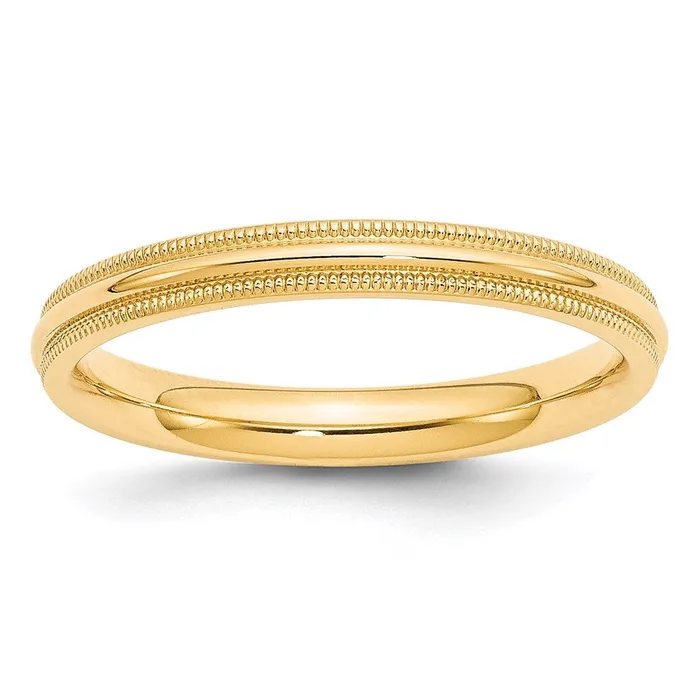 Solid 10K Yellow Gold 3mm Milgrain Comfort Fit MensWomens Wedding Band Ring Size 65 Goldia Rings