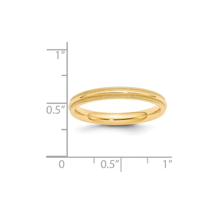 Solid 10K Yellow Gold 3mm Milgrain Comfort Fit MensWomens Wedding Band Ring Size 65 Goldia Rings