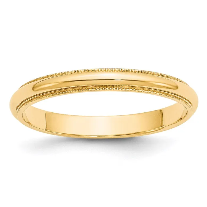 Solid 10K Yellow Gold 3mm Milgrain HalfRound Wedding MensWomens Wedding Band Ring Size 55 Goldia Rings
