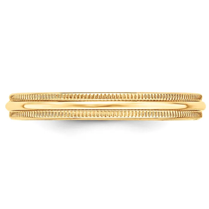 Solid 10K Yellow Gold 3mm Milgrain HalfRound Wedding MensWomens Wedding Band Ring Size 75 Goldia Rings