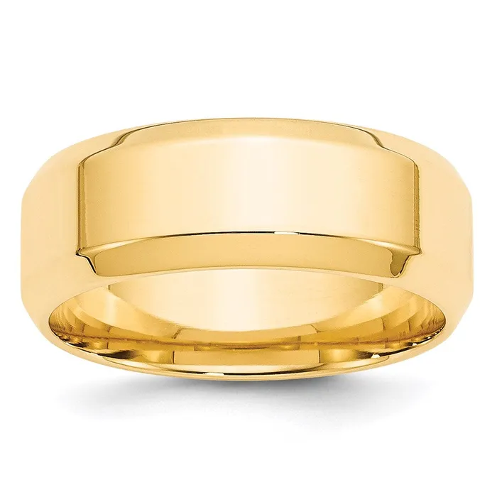Solid 10K Yellow Gold 8mm Bevel Edge Comfort Fit MensWomens Wedding Band Ring Size 12 Goldia Rings