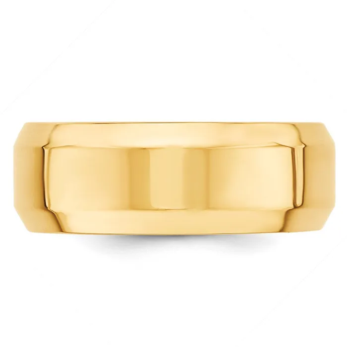 Solid 10K Yellow Gold 8mm Bevel Edge Comfort Fit MensWomens Wedding Band Ring Size 12 Goldia Rings