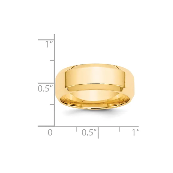 Solid 10K Yellow Gold 8mm Bevel Edge Comfort Fit MensWomens Wedding Band Ring Size 12 Goldia Rings