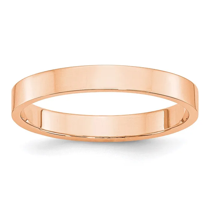 Solid 10K Yellow Gold Rose Gold 3mm Light Weight Flat MensWomens Wedding Band Ring Size 75 Goldia Rings