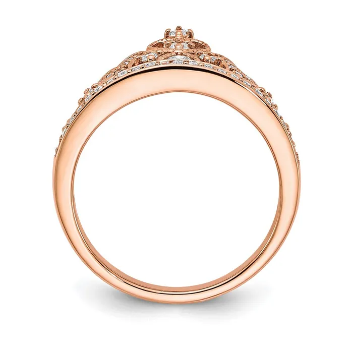 Solid 14k Rose Gold Polished Simulated CZ Tiara Ring Goldia Rings