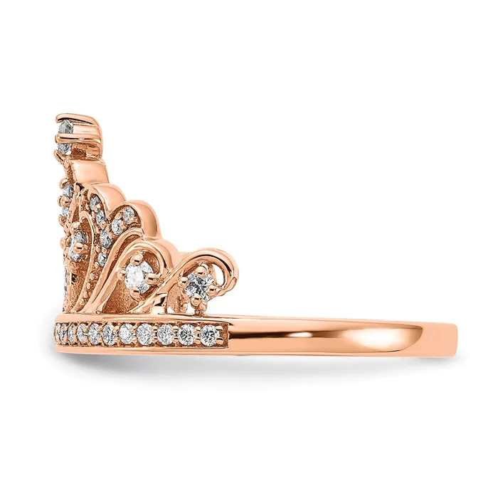 Solid 14k Rose Gold Polished Simulated CZ Tiara Ring Goldia Rings