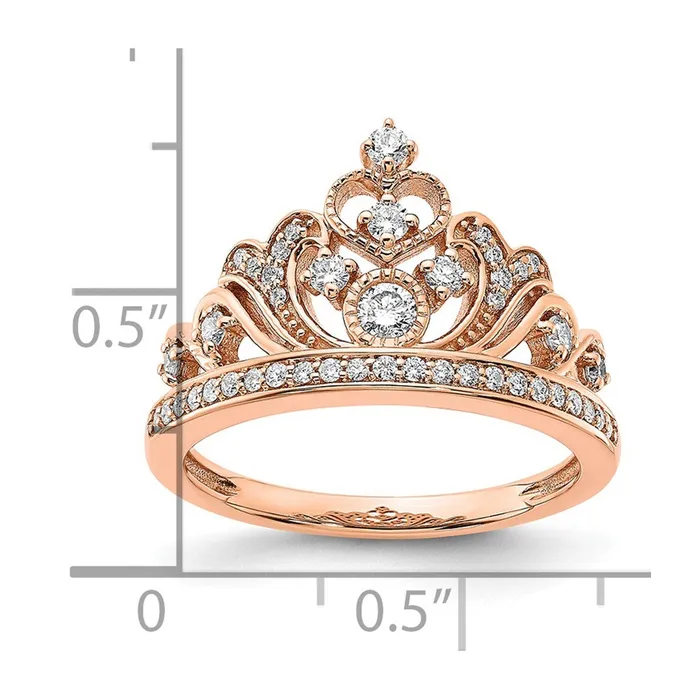 Solid 14k Rose Gold Polished Simulated CZ Tiara Ring Goldia Rings