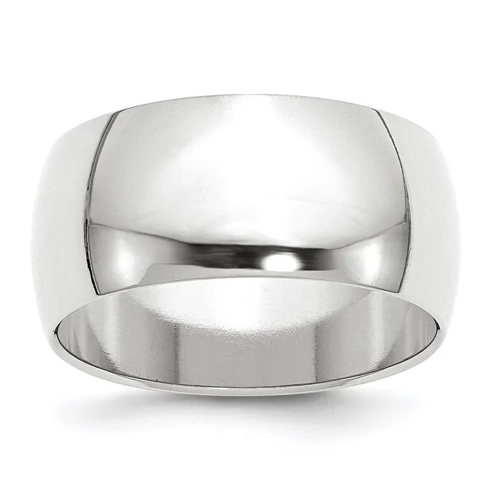 Solid 14K White Gold 10mm Half Round MensWomens Wedding Band Ring Size 7 Goldia Rings