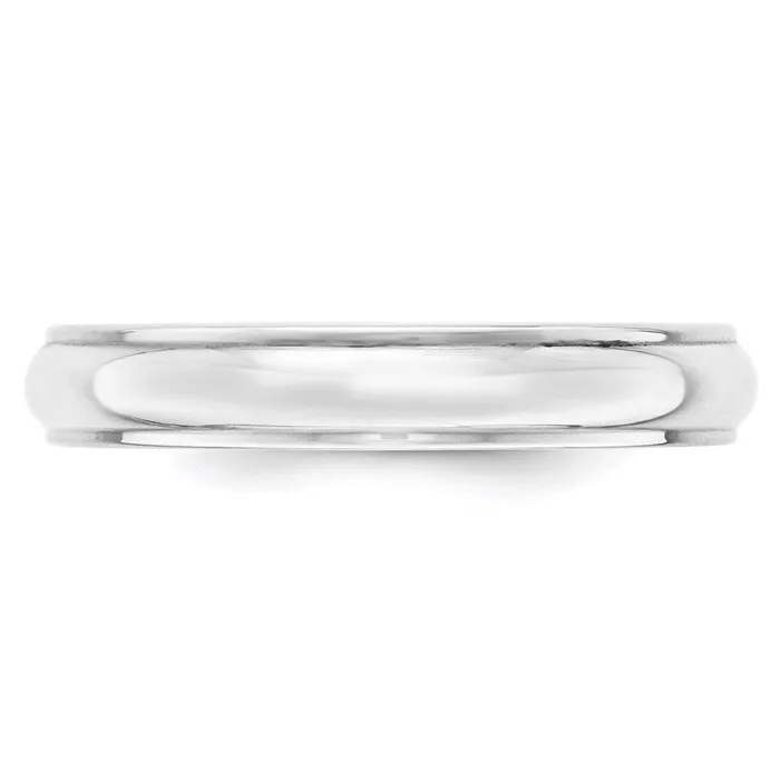Solid 14K White Gold 4mm Half Round with Edge MensWomens Wedding Band Ring Size 115 Goldia Rings