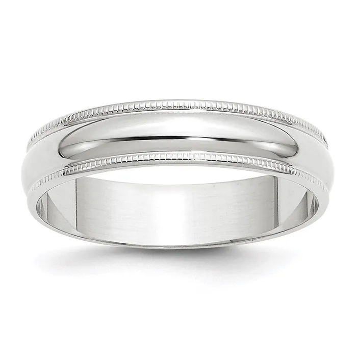 Solid 14K White Gold 5mm Light Weight Milgrain Half Round MensWomens Wedding Band Ring Size 11 Goldia Rings