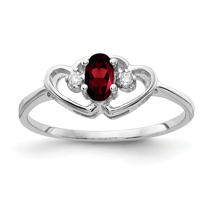 Solid 14k White Gold 5x3mm Oval Simulated Garnet AAA CZ Ring Goldia Rings