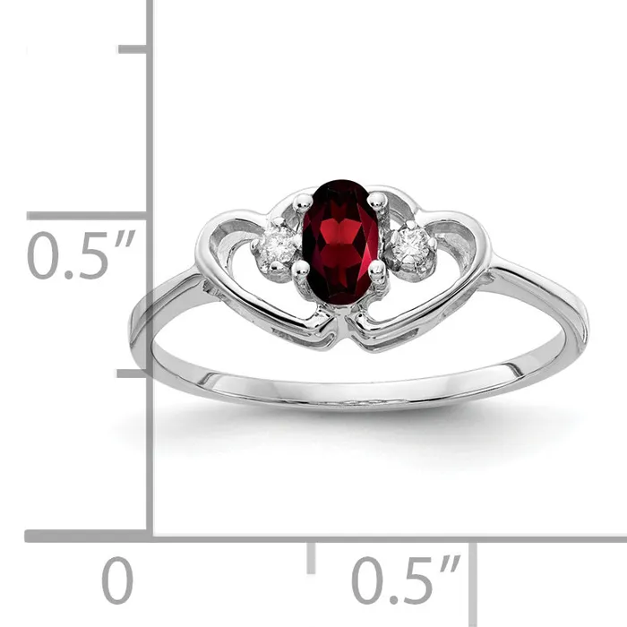 Solid 14k White Gold 5x3mm Oval Simulated Garnet AAA CZ Ring Goldia Rings