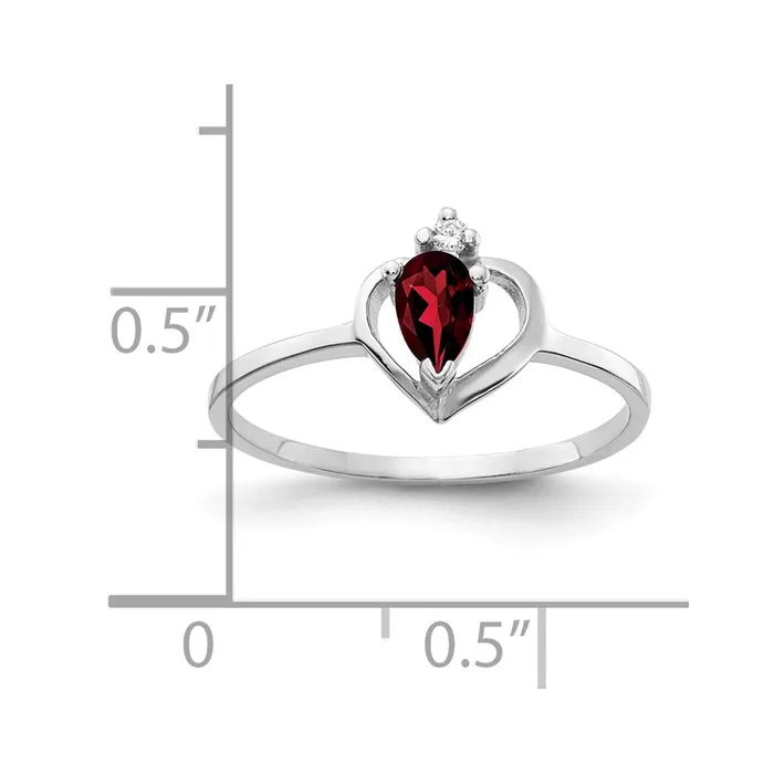Solid 14k White Gold 5x3mm Pear Simulated Garnet A CZ Ring Goldia Rings