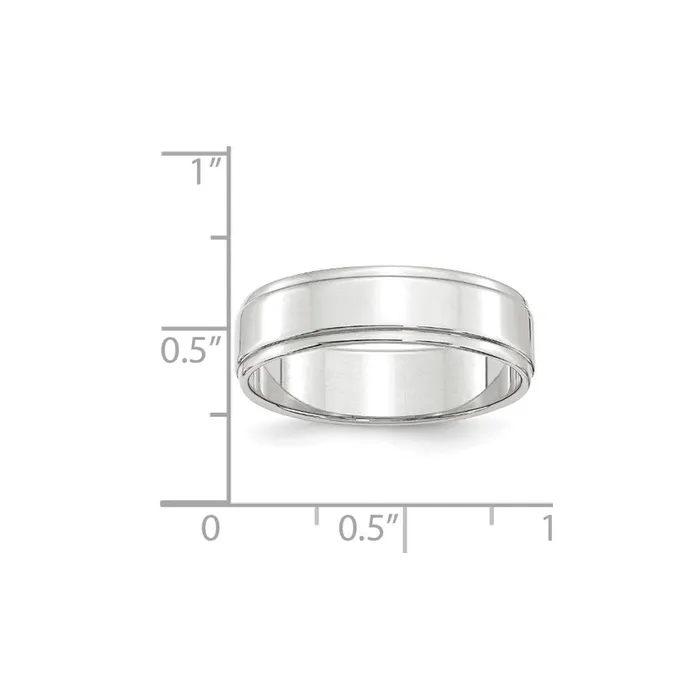 Solid 14K White Gold 6mm Flat with Step Edge MensWomens Wedding Band Ring Size 105 Goldia Rings