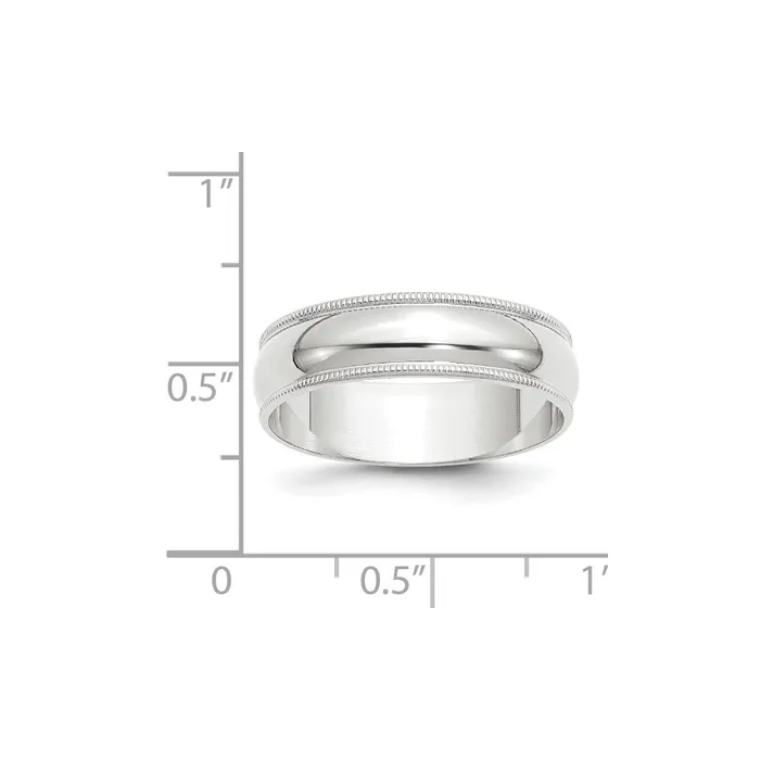 Solid 14K White Gold 6mm Light Weight Milgrain Half Round MensWomens Wedding Band Ring Size 55 Goldia Rings