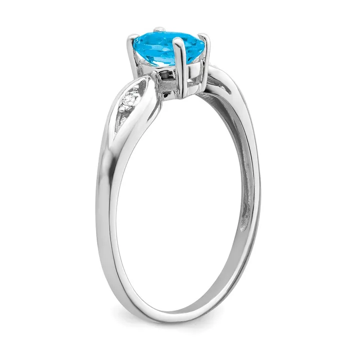 Solid 14k White Gold Simulated Blue Topaz and CZ Ring Goldia Rings