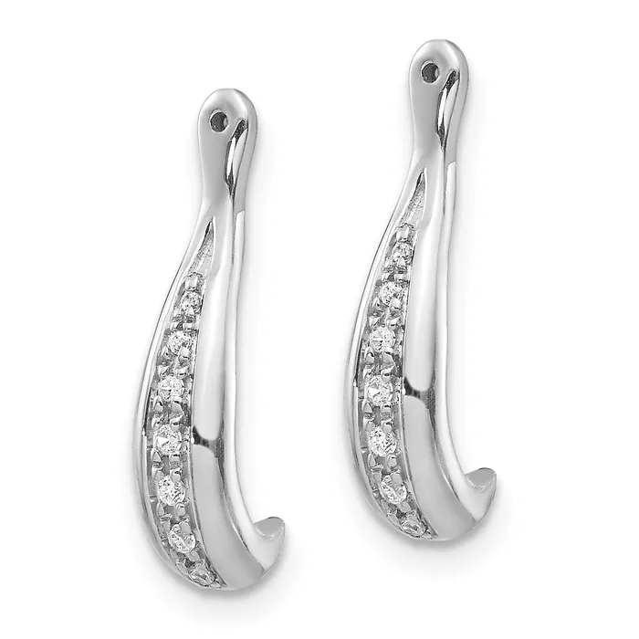 Solid 14k White Gold Simulated CZ Earring JacKets Goldia Earrings