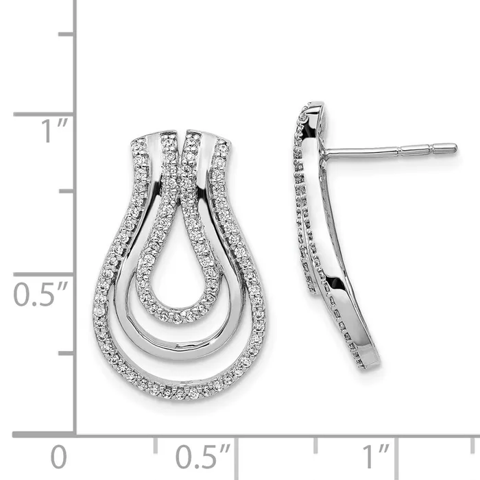 Solid 14k White Gold Simulated CZ Fancy Earrings Goldia Earrings