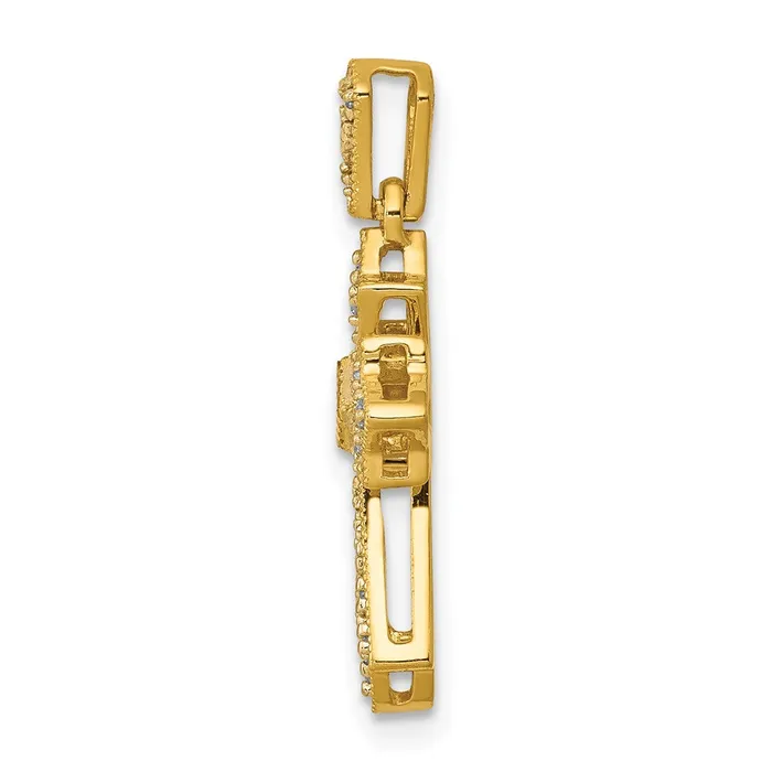 Solid 14k Yellow Gold 110ct Simulated CZ Fancy Cross Pendant Goldia Necklaces