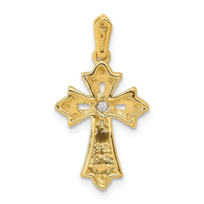 Solid 14k Yellow Gold 110ct Simulated CZ Fancy Cross Pendant Goldia Necklaces