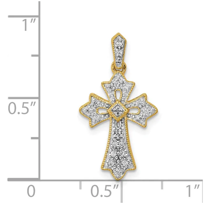Solid 14k Yellow Gold 110ct Simulated CZ Fancy Cross Pendant Goldia Necklaces