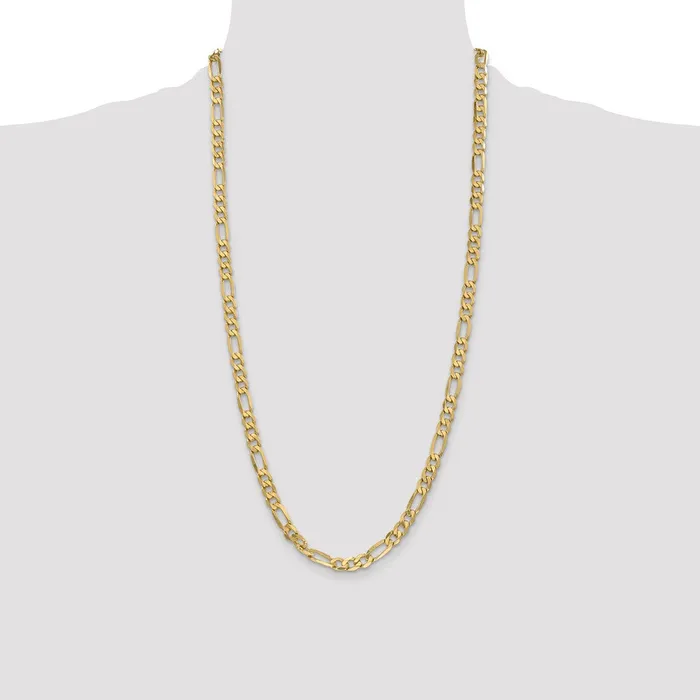Solid 14K Yellow Gold 28 inch 625mm Flat Figaro with Lobster Clasp Chain Necklace MDS Necklaces