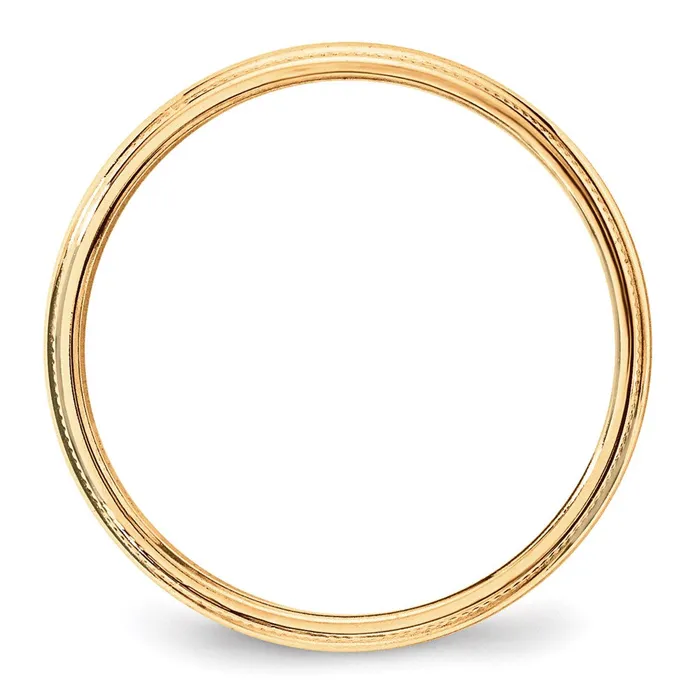 Solid 14K Yellow Gold 3mm Light Weight Milgrain Half Round MensWomens Wedding Band Ring Size 5 Goldia Rings