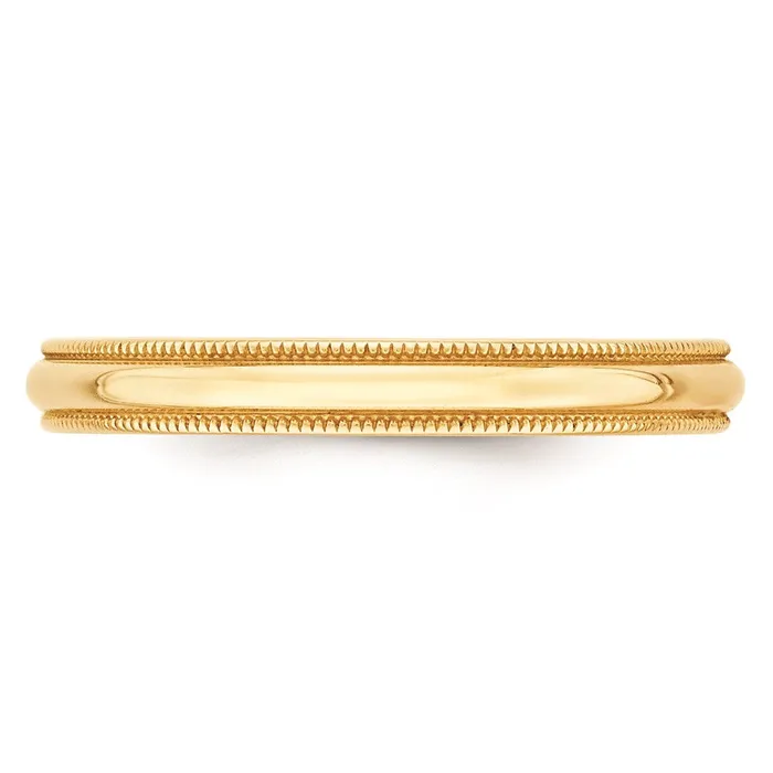 Solid 14K Yellow Gold 3mm Light Weight Milgrain Half Round MensWomens Wedding Band Ring Size 5 Goldia Rings