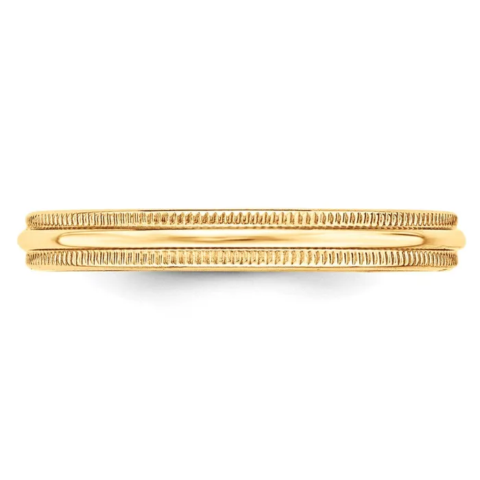Solid 14K Yellow Gold 3mm Light Weight Milgrain Half Round MensWomens Wedding Band Ring Size 5 Goldia Rings