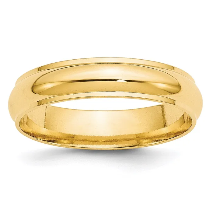 Solid 14K Yellow Gold 5mm Half Round with Edge MensWomens Wedding Band Ring Size 5 Goldia Rings