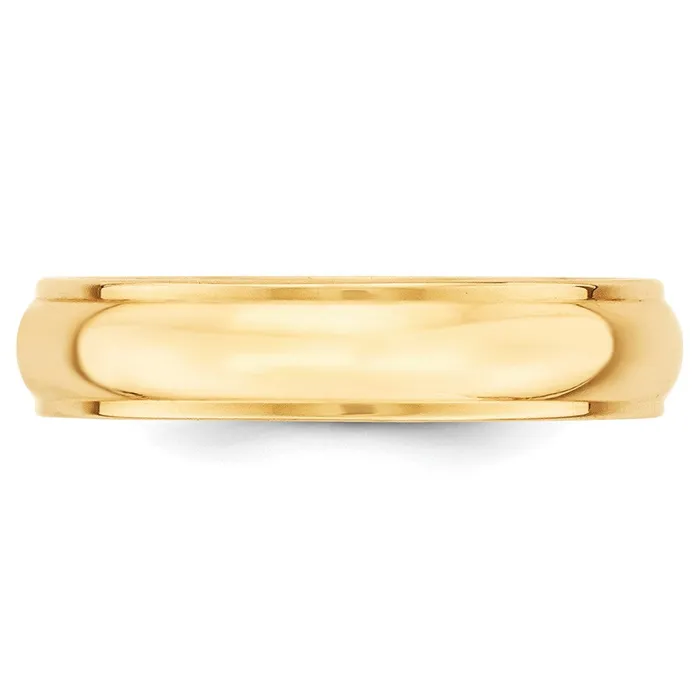 Solid 14K Yellow Gold 5mm Half Round with Edge MensWomens Wedding Band Ring Size 5 Goldia Rings