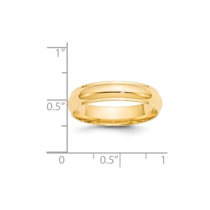 Solid 14K Yellow Gold 5mm Half Round with Edge MensWomens Wedding Band Ring Size 5 Goldia Rings