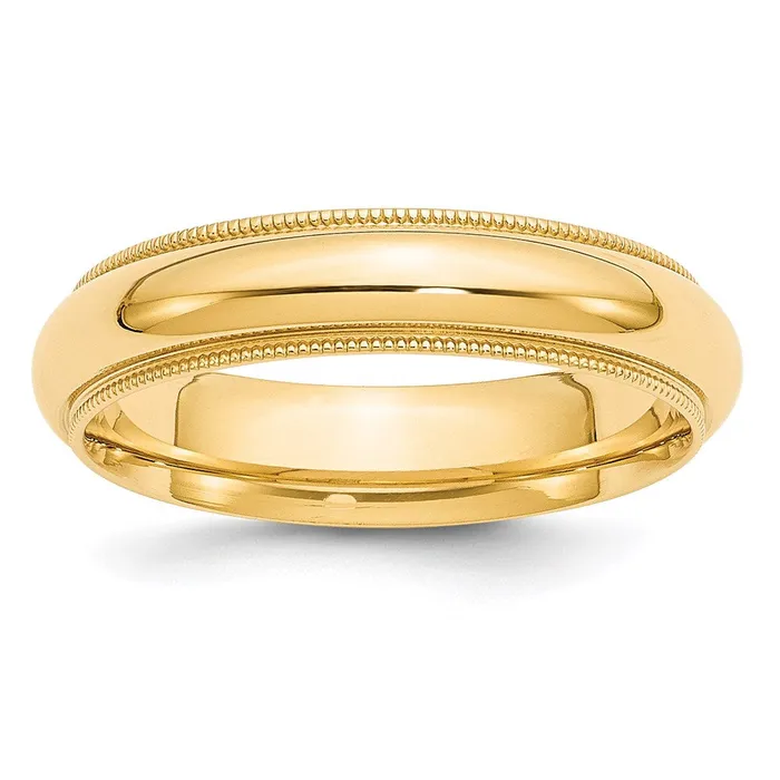Solid 14K Yellow Gold 5mm Milgrain Comfort Wedding MensWomens Wedding Band Ring Size 4 Goldia Rings
