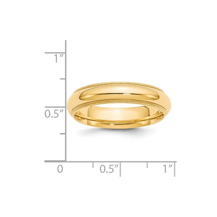 Solid 14K Yellow Gold 5mm Milgrain Comfort Wedding MensWomens Wedding Band Ring Size 4 Goldia Rings