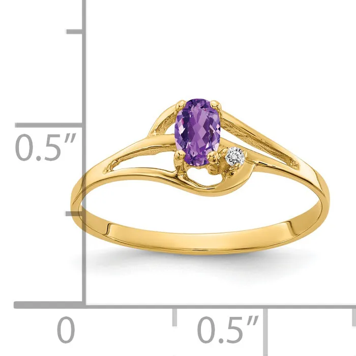 Solid 14k Yellow Gold 5x3mm Oval Simulated Amethyst AA CZ Ring Goldia Rings