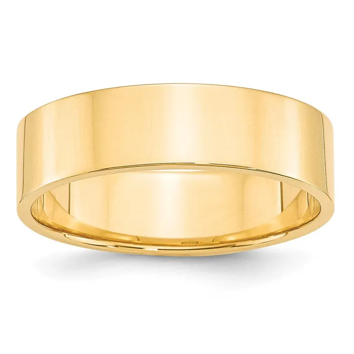 Solid 14K Yellow Gold 6mm Light Weight Flat MensWomens Wedding Band Ring Size 85 Goldia Rings