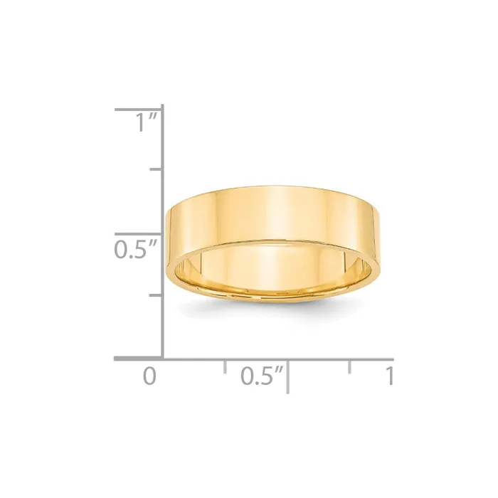 Solid 14K Yellow Gold 6mm Light Weight Flat MensWomens Wedding Band Ring Size 85 Goldia Rings