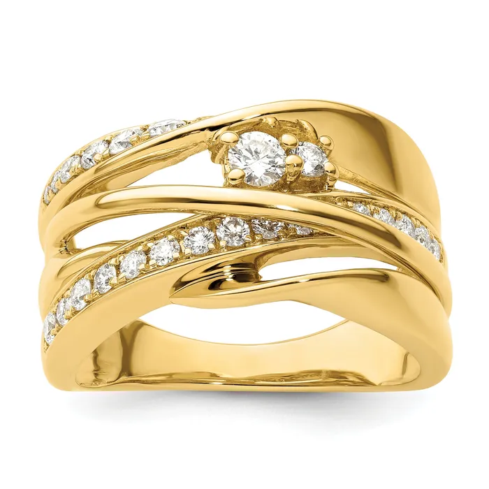 Solid 14k Yellow Gold Fancy Simulated CZ Ring Goldia Rings
