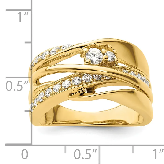 Solid 14k Yellow Gold Fancy Simulated CZ Ring Goldia Rings
