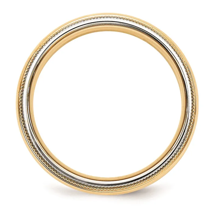 Solid 14K Yellow Gold TwoTone 5mm MilgrainedEdged Size 5 Wedding MensWomens Wedding Band Ring Goldia Rings