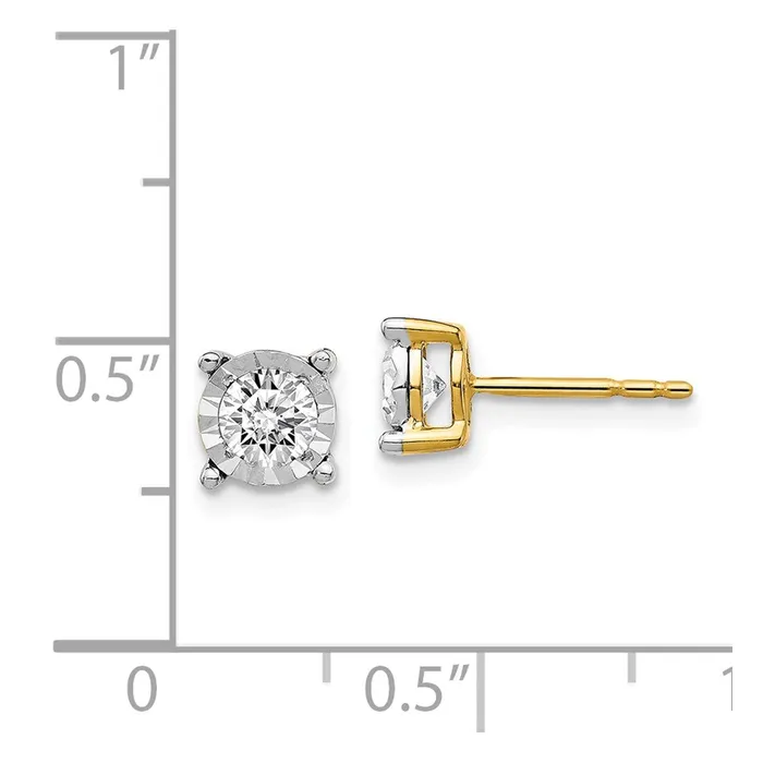 Solid 14k Yellow Gold TwoTone Simulated CZ Earrings Goldia Earrings