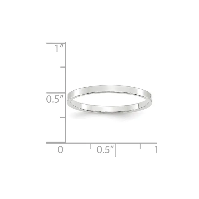 Solid 18K White Gold 2mm Light Weight Flat MensWomens Wedding Band Ring Size 8 Goldia Rings