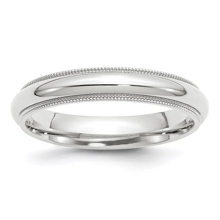 Solid 18K White Gold 4mm Milgrain Comfort Fit MensWomens Wedding Band Ring Size 12 Goldia Rings