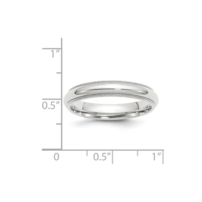 Solid 18K White Gold 4mm Milgrain Comfort Fit MensWomens Wedding Band Ring Size 12 Goldia Rings