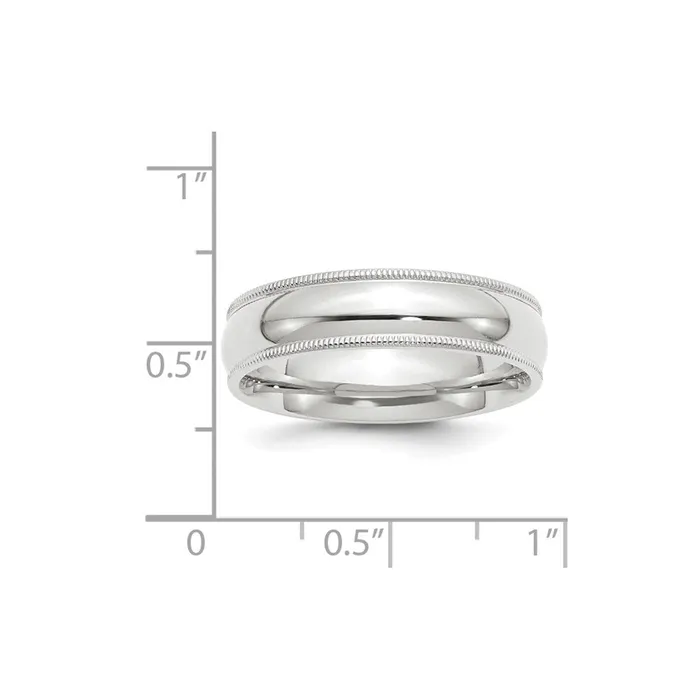 Solid 18K White Gold 6mm Milgrain Comfort Fit MensWomens Wedding Band Ring Size 13 Goldia Rings