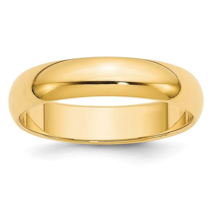 Solid 18K Yellow Gold 5mm HalfRound Wedding MensWomens Wedding Band Ring Size 12 Goldia Rings