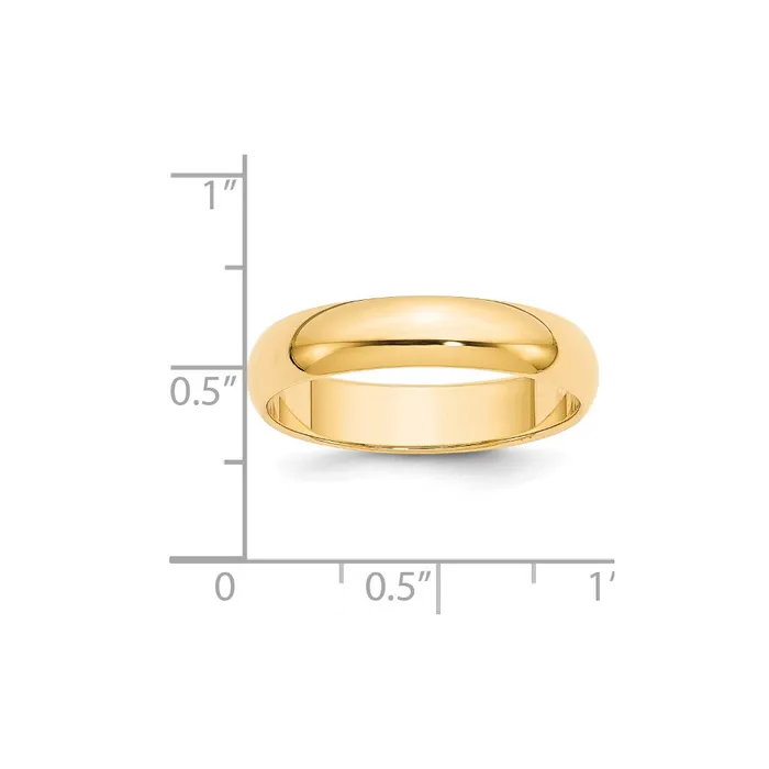 Solid 18K Yellow Gold 5mm HalfRound Wedding MensWomens Wedding Band Ring Size 12 Goldia Rings
