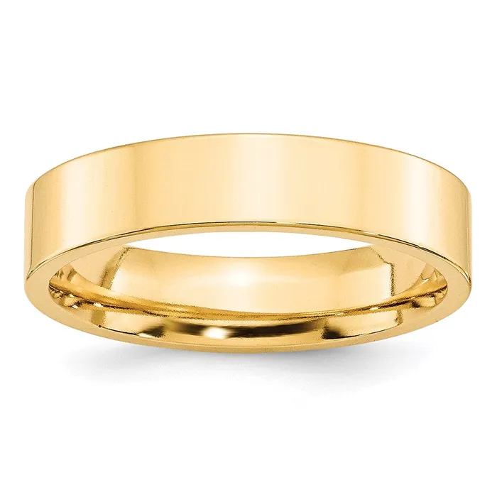 Solid 18K Yellow Gold 5mm Standard Flat Comfort Fit MensWomens Wedding Band Ring Size 5 Goldia Rings