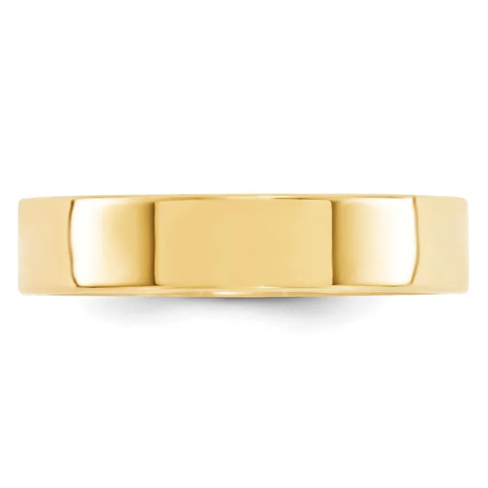 Solid 18K Yellow Gold 5mm Standard Flat Comfort Fit MensWomens Wedding Band Ring Size 5 Goldia Rings